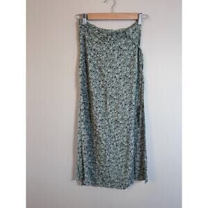 Vintage Blue A-Line Skirt Women S Black White Army Green Floral Stretch Midi